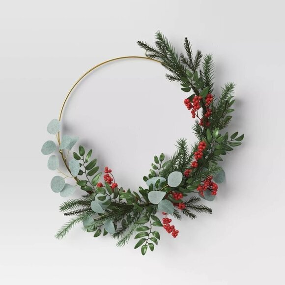 Threshold Greenery with Berries Ring Christmas Wreath 24"‎ - Target - Picture 1 of 4